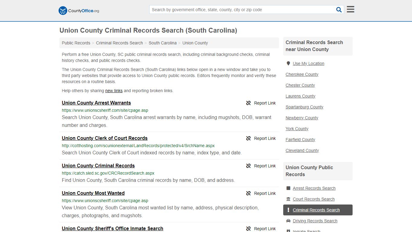 Union County Criminal Records Search (South Carolina)